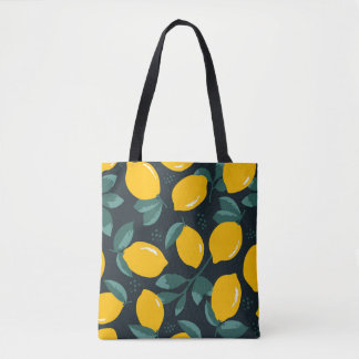 Bolsa Tote Flores De Limões, Textura De Verão Vintage.