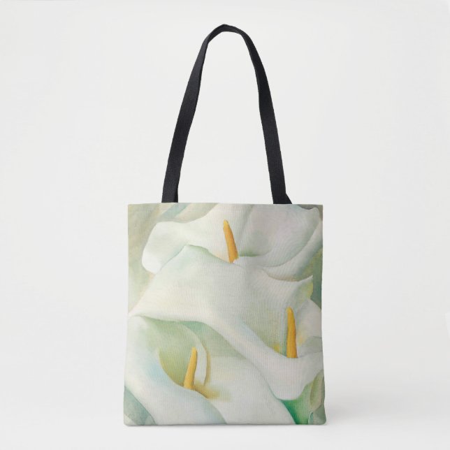 Bolsa Tote Flores de lírios brancos Geórgia O'Keeffe Ban (Frente)