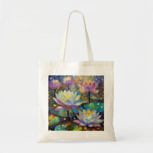 Bolsa Tote Flores de Lótus Delicadas Florescendo na Neve