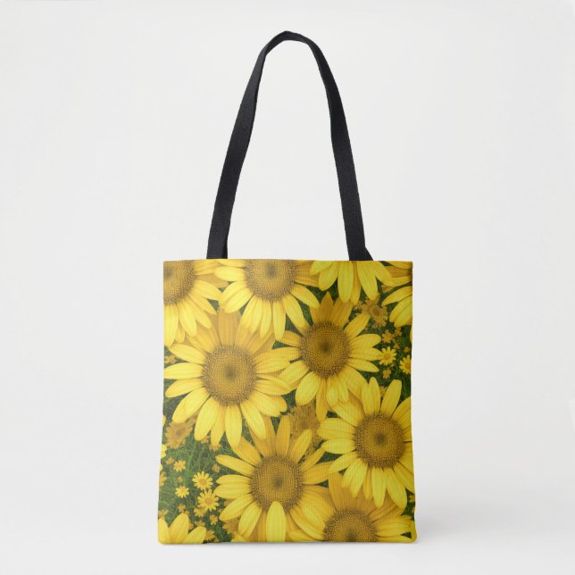 Bolsa Tote Flores de margarida amarelas (Frente)
