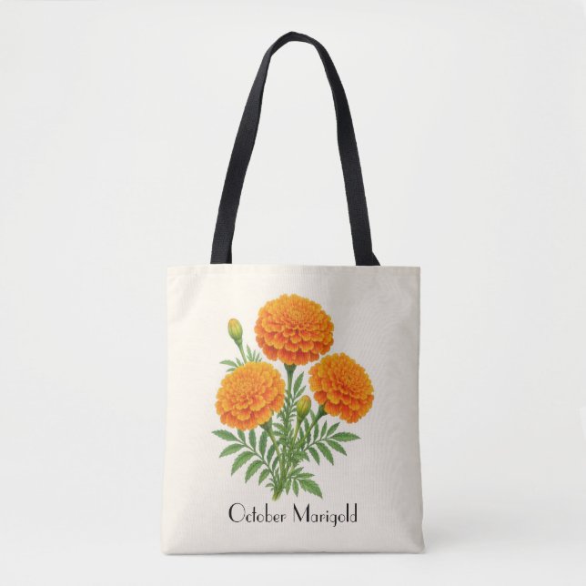 Bolsa Tote Flores de Marigold de Outubro (Frente)