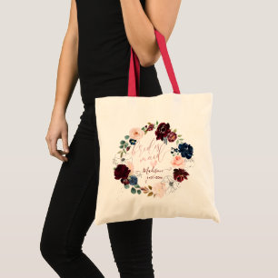 Bolsa Tote Flores de Marinho PixDezines Bridesmaid Blush Burg