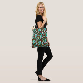 Bolsa Tote Flores de Mod Castanho e Azul