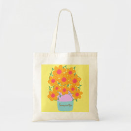 Bolsa Tote Flores De Mola Laranja E Rosa