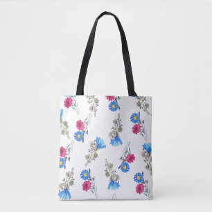 Bolsa Tote Flores de Mola Rosa Botânica Aquarela