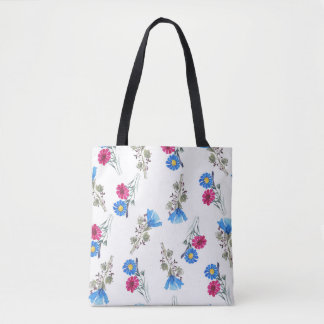 Bolsa Tote Flores de Mola Rosa Botânica Aquarela