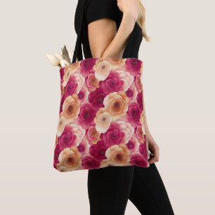 Bolsa Tote Flores De Mola Rosa Pintadas, Vibrantes, De Cores 