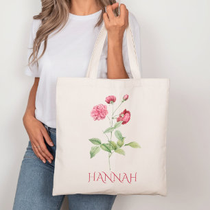 Bolsa Tote Flores de Nascimento de Junho Rosas Rosa Vermelhas