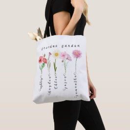 Bolsa Tote Flores de nascimento personalizadas do jardim de v