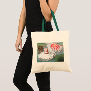 Bolsa Tote Flores de Nenúfar Antigos, Nenúfares em um Lago