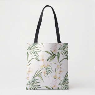 Bolsa Tote Flores De Orquídeas De Creme