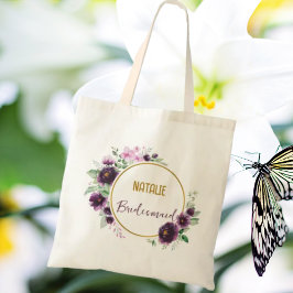 Bolsa Tote Flores de ouro clássicas de pelúcia Bridesmaid