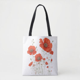 Bolsa Tote Flores De Papoila Laranja