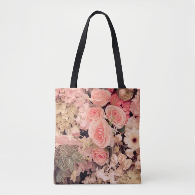 Bolsa Tote Flores de parede retro-textura - Filtro Efeito de  (Frente)