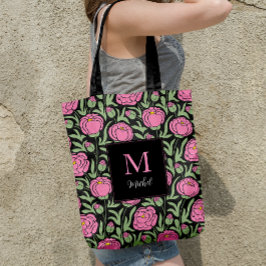 Bolsa Tote Flores de Pênia Rosa Elegante Personalizadas