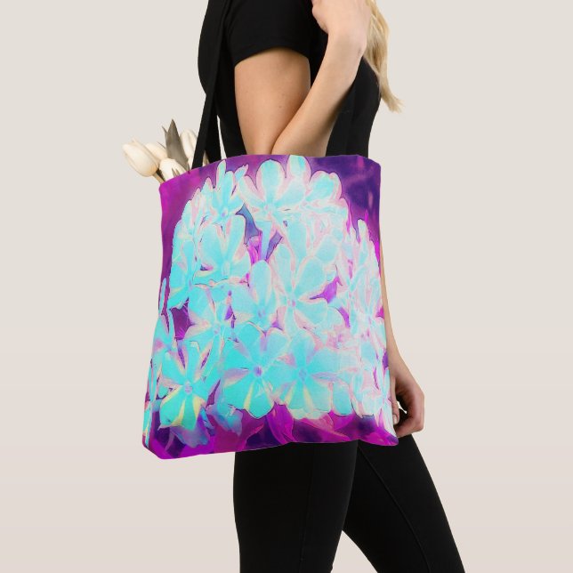 Bolsa Tote Flores de Phlox Azuis-Peppermint Twist de Robin (Close Up)