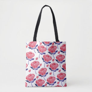 Bolsa Tote Flores de primavera, padrão sem costura de aquarel