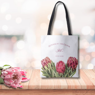 Bolsa Tote Flores de Protea Rosa Botânica Tropical Folha Verd