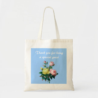 Bolsa Tote flores de rosa amarelo e rosa vintage obrigado