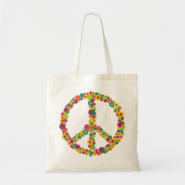 Bolsa Tote Flores de sinal de paz hippy (Frente)
