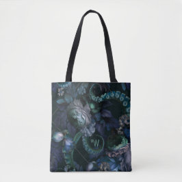 Bolsa Tote Flores de Tentáculo Turquesa Cthulhu Monograma