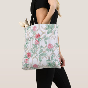 Bolsa Tote Flores de trevo em aquarela
