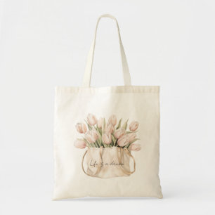 Bolsa Tote Flores de Tulipa Rosa Corado