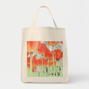 Bolsa Tote flores de tulipa vermelha, estilo artístico, jardi