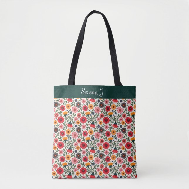 Bolsa Tote Flores de Verão Brilhantes (Frente)