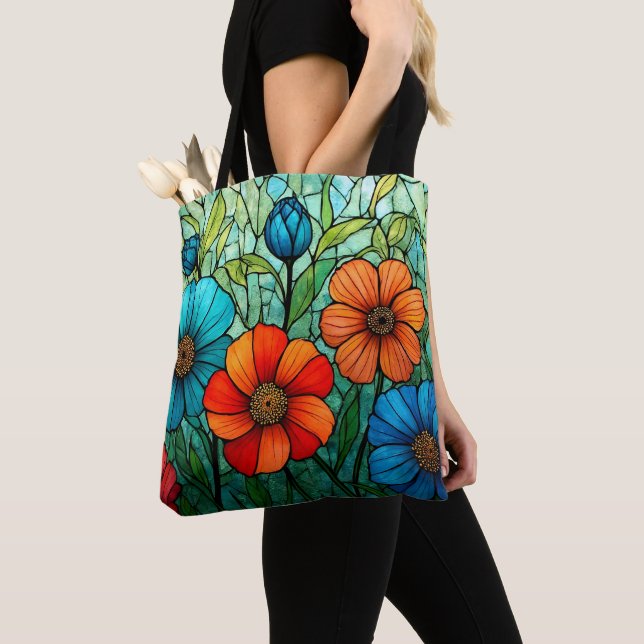 Bolsa Tote Flores De Vidro Coloridas (Close Up)