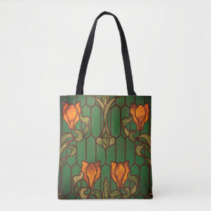 Bolsa Tote Flores de vidro, flores de nouveau, de vidro retid