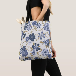 Bolsa Tote Flores de Viney Simples Azul