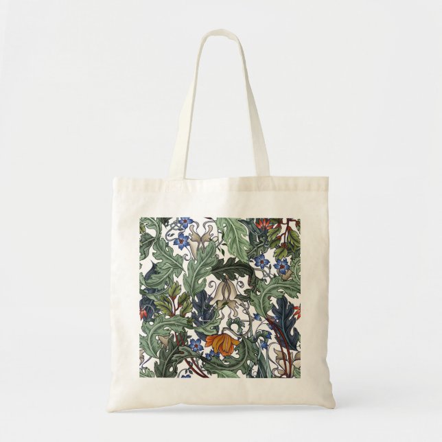 Bolsa Tote Flores, deco de arte, moderno, sem costura. (Frente)