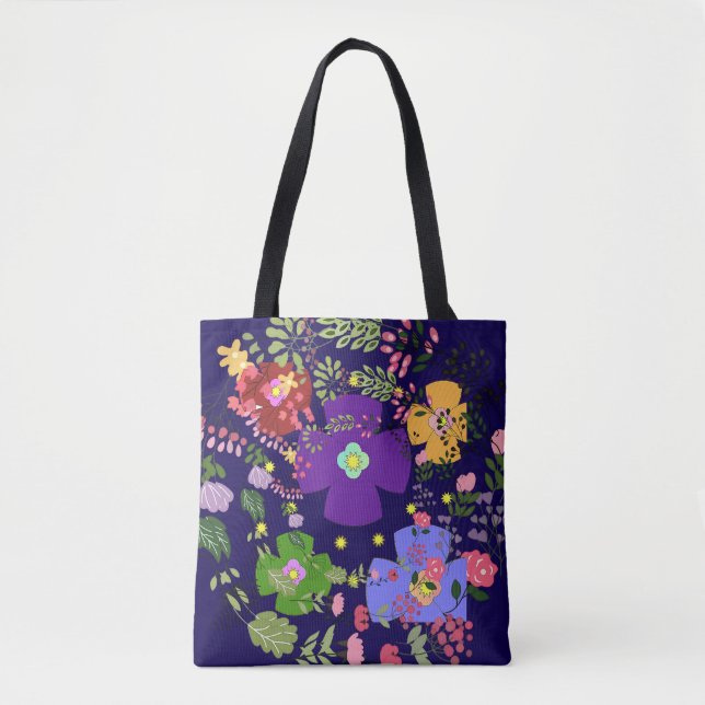 Bolsa Tote Flores Decorativas  (Frente)