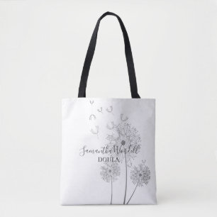 Bolsa Tote Flores Delicadas de Serviços de Nascimento Doula
