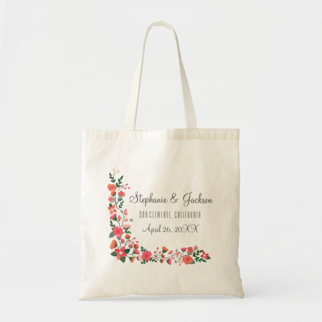 Bolsa Tote Flores Desenhadas À Mão (Frente)