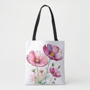 Bolsa Tote Flores do cosmos púrpura
