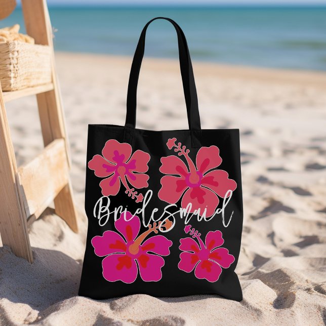 Bolsa Tote Flores do Grande Hibisco Negras (Criador carregado)
