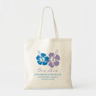 Bolsa Tote Flores do hibiscus dos azuis marinhos e da lavanda