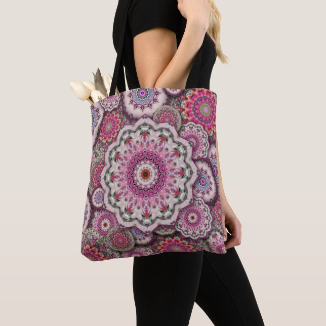 Bolsa Tote flores do mosaico persa damasco mandala chic elega (Close Up)