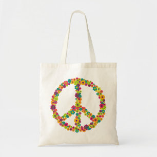 Bolsa Tote Flores do sinal de paz do hippy