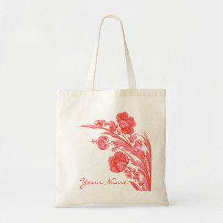 Bolsa Tote Flores do vintage em cores corajosas, em laranja e
