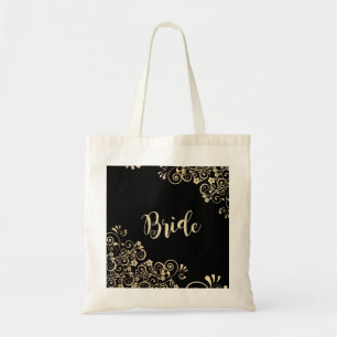 Bolsa Tote Flores Douradas Chique Elegantes, Noiva