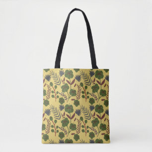Bolsa Tote Flores e borboletas, sem costura, de tipo floral