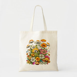 Bolsa Tote Flores E Cogumelos Bonitos