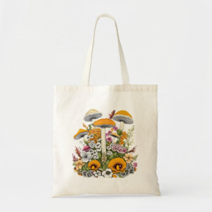 Bolsa Tote Flores E Cogumelos Bonitos