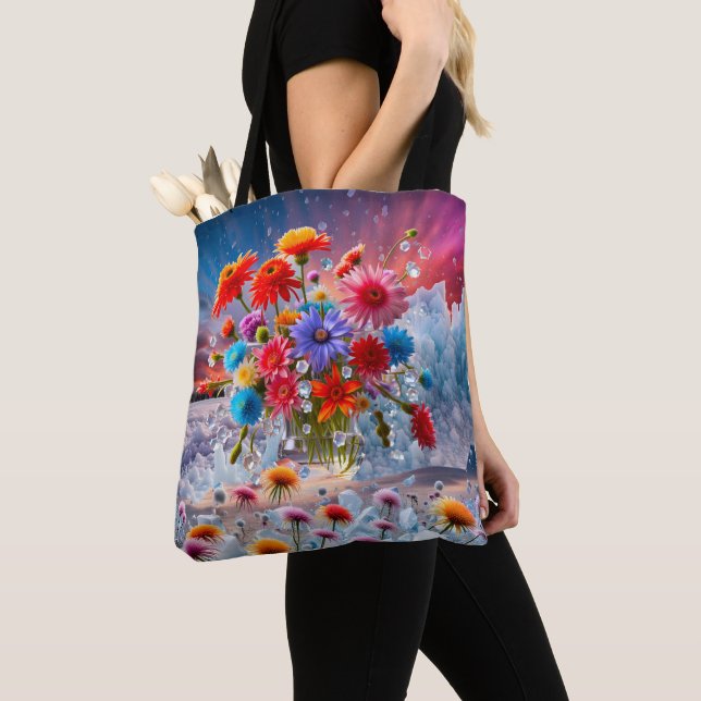Bolsa Tote Flores e cristais de gelo (Close Up)