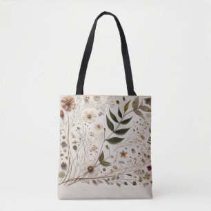 Bolsa Tote Flores e Folhas Botânicas da Bela Natureza