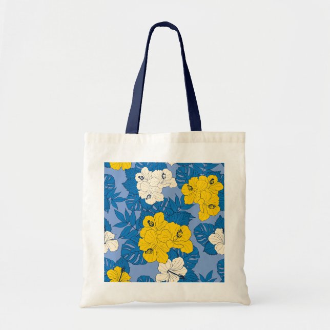 Bolsa Tote Flores e folhas de hibisco (Frente)