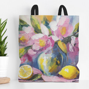 Bolsa Tote Flores e limões Vida Estática Moderna